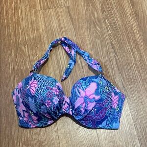 Victoria's Secret Pink and Blue Bikini Top 36DD